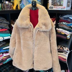 #377. Old navy faux-fur zip jacket.  NWT